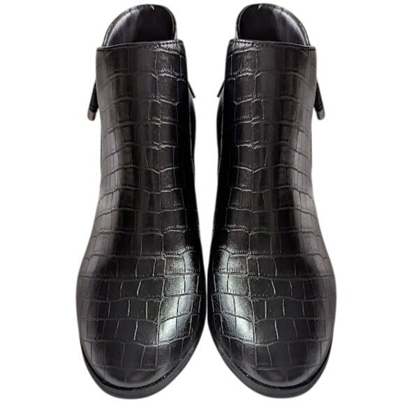 Style & Co Womens Black Faux Leather Moc Croc Almond Toe Ankle Boots Size 8 NWOB - Picture 7 of 7